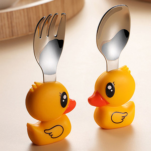 Nuovo Set di Cucchiai Riutilizzabili in Acciaio Inox con Motivo Frutta, Design Classico per Bambini, Set per Alimenti Supplementari 304, Carota - Product Image 3