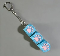 Porte-clés anti-stress à 3 touches en forme de patte de chat, avec bouton-poussoir en silicone à interrupteur mécanique, jouet de relaxation et accessoire de sac