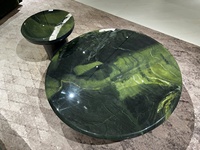 Table basse ronde en pierre de luxe vert avocat, marbre, luxe italien léger, sensation haut de gamme, salon, usage domestique