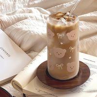 Gobelets personnalisables en gros de 16 oz de haute qualité, tasses à café mignonnes en forme d'ours en peluche, tasses à bière, tasses à cola avec couvercles en bambou
