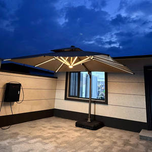 Paraguas voladizo de alta resistencia de lujo, paraguas Roma de <span class=keywords><strong>10</strong></span> pies con luz Solar, sombrilla para <span class=keywords><strong>Patio</strong></span>, jardín, playa, paraguas impermeable para exteriores - Product Image 4