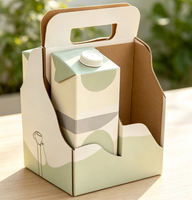 Boîte de transport pliable carrée personnalisée pour boissons, emballage multi-paquet avec poignée, protection UV pour lait végétal, vente en gros OEM