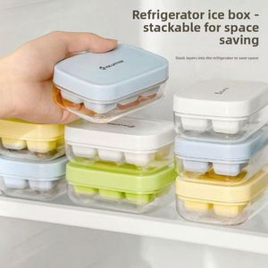 Mini bandeja de silicona suave de 6 compartimentos con tapa para cubitos de hielo, molde de hielo de grado alimenticio tipo prensa, fácil de desmoldar, apilable, para almacenamiento de porciones de comida para bebés - Product Image 4