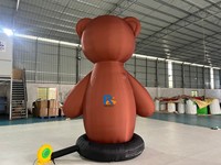 Model Hewan Kartun Raksasa untuk Dekorasi Taman Hiburan, Beruang Cokelat Tiup untuk Dekorasi Panggung dan Iklan