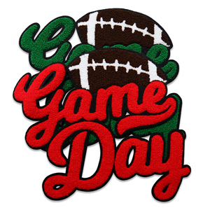 High Quality Game Day Mama Iron on Patches Wholesale Chenille Custom Made Patches With Glitter - Product Image 5