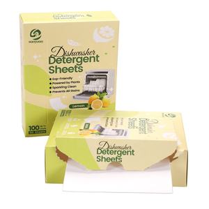SANYUAN 100 Cargas Hojas de detergente desechables ecológicas para lavavajillas Sin plástico Biodegradable Aroma a limón Tabletas para lavavajillas - Product Image 3
