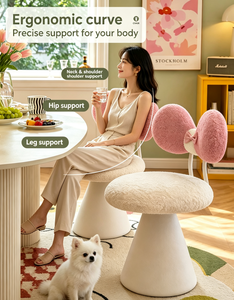 Fauteuil d'appoint en peluche à dossier en arc, siège rembourré doux pour salon, chaise de loisirs moderne au design contemporain - Product Image 3