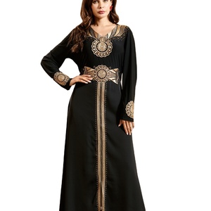 Arab Long Sleeve Embroidery Muslim Glory Abaya Dress Muslim <strong>Black</strong> <strong>Kaftan</strong> - Product Image 1
