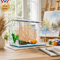 Kit d'aquarium éco-responsable tout-en-un en verre trempé HD pour poissons rouges, betta, tortues - Salon, chambre, bureau