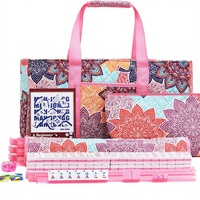 Ensemble de tuiles de mahjong en mélamine américaine avec sac de transport imprimé, 166 tuiles premium, 4 supports tout-en-un, ensemble complet pour les voyages et les cadeaux