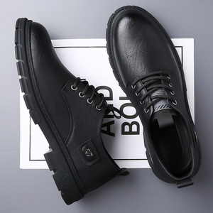 Zapatos Casuales de Hombre con Cordones de Cuero, Tacón Bajo, Suela de Goma Antideslizante, Estilo para Caminar - Product Image 2