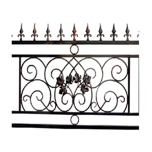 China HLT Powder Coated Fence Wrought Iron Fence Panels Steel Fence