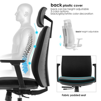Silla Ejecutiva Giratoria de Oficina con Respaldo Alto, Ajustable en Altura, Inclinación Lumbar 2D y 3 Funciones de Bloqueo