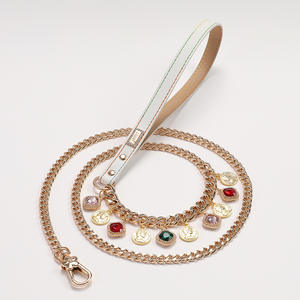 Diamante Pérola <span class=keywords><strong>Pet</strong></span> Colar Chumbo Corda Luxo Dog Jóias Strass Collar Leash Set - Product Image 3