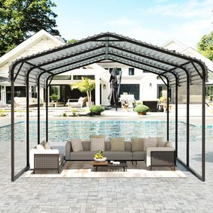 Abri de voiture en métal SOLIGEL 10' x 15' robuste, toit galvanisé, structure en acier thermolaqué, pour voitures, bateaux, SUV, véhicules agricoles - Product Image 6