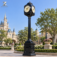 Horloge décorative classique en acier inoxydable, sculpture avec revêtement en poudre, horloge de rue personnalisée pour parc à thème, place publique, centre de villégiature, centre d'art
