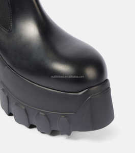 Scarpe da uomo con zeppa da uomo in pelle di vitello a punta tonda scarpe eleganti con pannelli elasticizzati Mega trattore pelle stivali Chelsea - Product Image 4