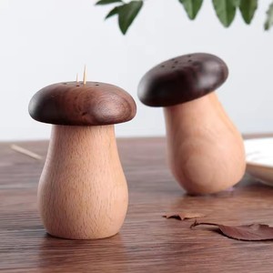 Creative Walnut Wood Mushroom Head <b>Toothpick</b> Dispenser Cute Container for Home Kitchen Restaurant Use - Product Image 4