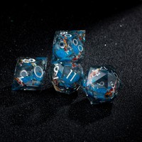 Ensemble de dés Koi DND remplis de paillettes, dés polyédriques à bords tranchants pour le maître de jeu et les jeux de société TTRPG