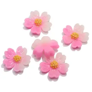 Beautiful Gradient Pink Cherry Blossoms Resin Flatback Embellishment Accessories Scrapbooking Crafts Phone Decoration