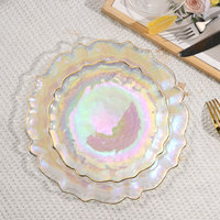 Moderne Licht Luxe Glazen Schaal Cloud Lace Design Ecologisch Microgolfbestendig Bord Fruitbord Parelmoer Moiré
