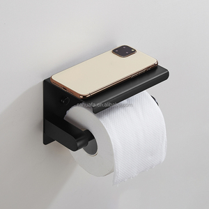 Portarotolo per <span class=keywords><strong>Carta</strong></span> Igienica in Acciaio Inox 304 Nero Opaco con Ripiano Portaoggetti, Accessorio per Progetti <span class=keywords><strong>Bagno</strong></span> Hotel - Product Image 3