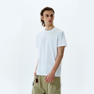 T-shirt pour homme en coton 100% de qualité supérieure, vente en gros, poids lourd 200g, col rond, perles de perles personnalisées, coupe ajustée, respirant - Product Image 4