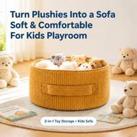 Housse de pouf moderne pour enfants, pour rangement d'animaux en peluche, en tissu rond, avec un design confortable en velours côtelé