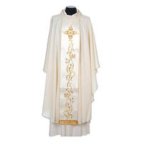 Chasuble catholique en polyester de qualité et étole brodée à la machine