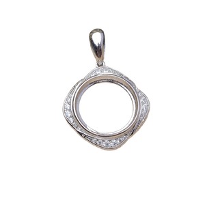 Composant de pendentif carré DIY en argent S925 pour perles de 13,6-13,8 mm, référence WENCHI JG6091 - Product Image 3