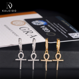 ต่างหูฮิปฮอปทรงห่วงประดับเพชรโมอิสซาไนต์ VVS  แบบ Iced Out  วัสดุเงินแท้ 925  รับรองโดย GRA  ราคาขายส่ง Kaleido  ผ่านการทดสอบเพชร - Product Image 1