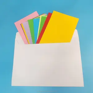 Sobres y tarjetas de papel para fiesta de cumpleaños, papel de colores con estampado de papel de aluminio dorado y plateado
