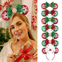 Serre-tête unisexe 2025 pour fête du Nouvel An, accessoires de cheveux tendance avec nœud à paillettes et oreilles de souris, idéal pour les cadeaux d'hiver et de Noël