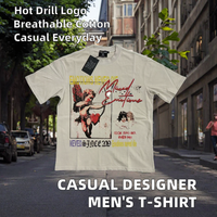 T-shirts pour hommes à manches courtes, style décontracté quotidien, de créateur, avec logo rouge Angel Hot Drilling et motifs mixtes, vente en gros à prix bas
