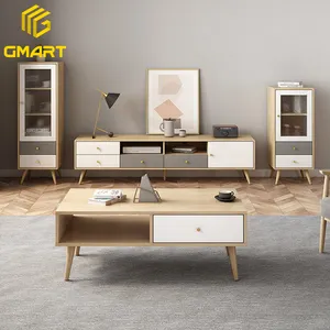 Gmart Modern Design Home Furniture Decoration Usage Tv Wall Mounted Wardrobe Unit Wooden Tv Cabinet Stands And Coffee Table Set