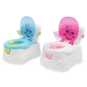 Asiento de entrenamiento para ir al baño Viky para niños con tapa y soporte para papel higiénico, color rojo rosa y azul cielo, material PP, para niños y niñas - Product Image 2