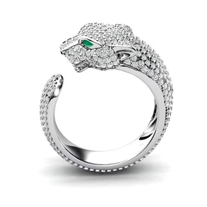 ZhuQian Großhandel Silber/Rosé<span class=keywords><strong>gold</strong></span> Plattierte Leopardenförmige Verstellbare Ringe für Damen Vollständig mit Zirkonia Besetzt Trendiger Hochzeitsschmuck - Product Image 4