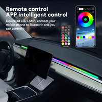 Lumière ambiante LED 64 couleurs pour tableau de bord Tesla Model 3/Y 2021-2023, contrôle par application Bluetooth USB, lampe d'ambiance intérieure pour voiture