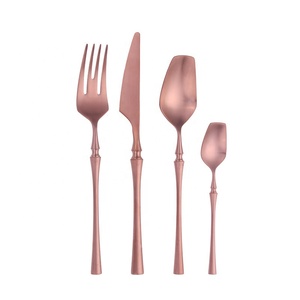4psc Set Tableware Black Spoon Fork and Knife Rose Gold Cutlery Flatware Set Wedding Hotel Dinnerware Dining <b>Table</b> Set - Product Image 2