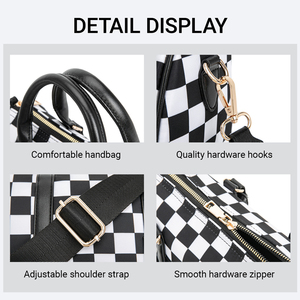 Borsa Hobo a Spalla a Quadretti Premium con Manico Superiore, Borsa a Tracolla da Donna, Borsa Boston a Cuscino con Tracolla Regolabile - Fornitura Diretta dalla Fabbrica - Product Image 5
