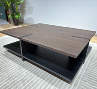 Table basse en bois massif minimaliste moderne avec étagère de rangement pour salon, design de luxe de style italien
