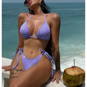 Conjunto de Bikini de Dos Piezas con Tanga y Top Halter para Mujer, Traje de Baño Sexy para Playa y Verano - Product Image 3