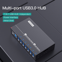 A-173 Sipolar Hub USB de 7 Puertos 36W, Hub de Carga Rápida para Teléfono Reacondicionado, Hub USB 3.0