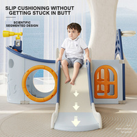 Toboggan combiné pour enfants en forme de bateau pirate, toboggan d'intérieur pour tout-petits, toboggan multifonctionnel en plastique avec panier de basket pour les jeux d'enfants