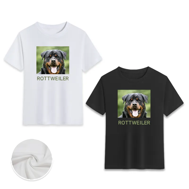 Custom Printed Unisex T-shirt 100% Cotton White And Black T Shirt Rottweiler T Shirt