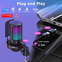 Tout Nouveau Microphone Gaming USB RVB Cardioïde Économique avec Bras Support de Bureau pour Enregistrement PC Ordinateur et Podcast