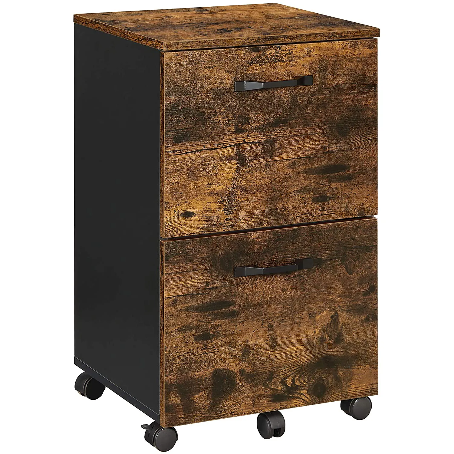 Modern Small Mobile File Cabinet with Locking Wheels Wooden Office Furniture with 2 Drawers for School or Office Use