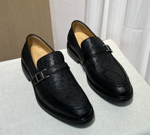 Mocasines de Piel de Avestruz Premium para Hombre, Zapatos de Vestir Negros para Negocios y Uso Diario - Product Image 6