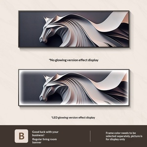 Cuadro Decorativo Moderno de Caballo a Óleo para Sala de Estar, Pintura Metálica Iluminada Enmarcada para Colgar en la Pared Detrás del Sofá - Product Image 6