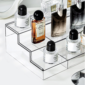 กล่องเก็บเครื่องสำอางพลาสติกใส 4 ใน 1 ออแกไนเซอร์หลายชั้นสำหรับแต่งหน้าน้ำหอมลิปสติกชั้นวางของตั้งโต๊ะขาตั้งโชว์แบบโปร่งใส - Product Image 5